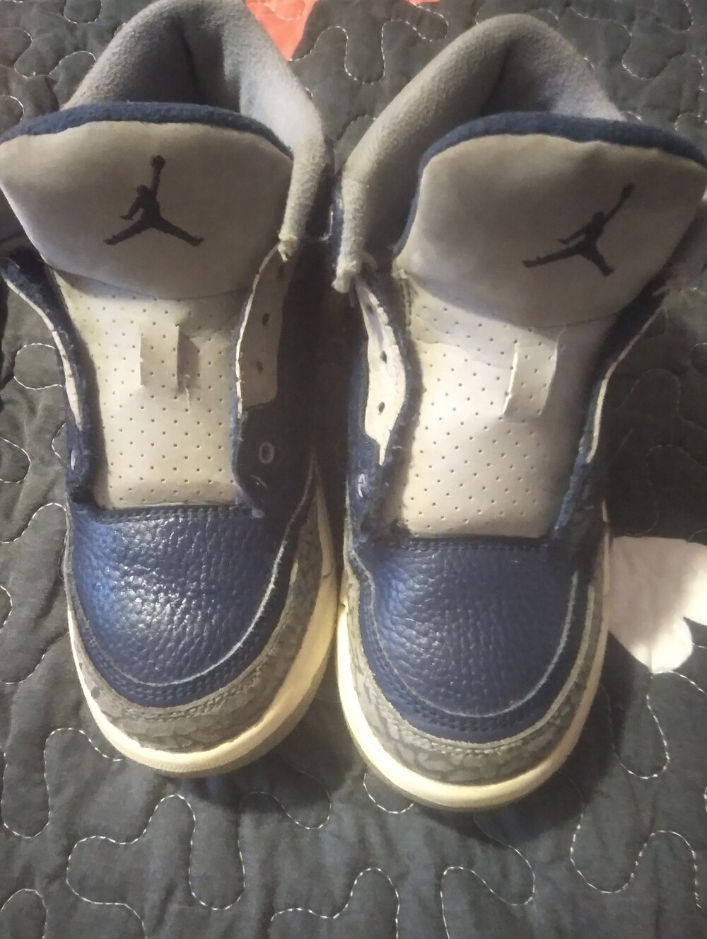 Jordan 3's Kids Navy and Gray